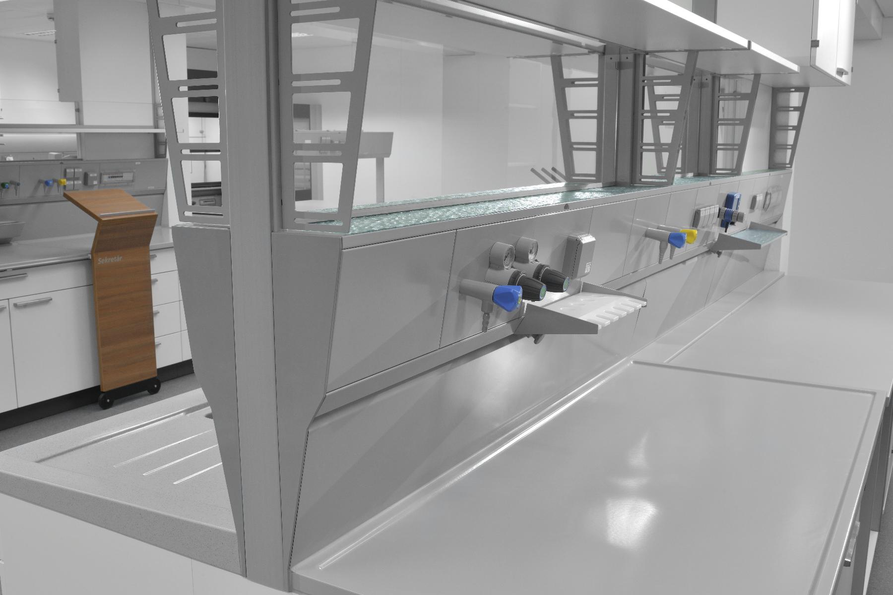 Service module supplying electricity and media to a workstation